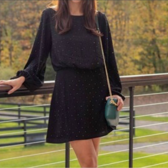 NWT ASTR THE LABEL EDITA RHINESTONE EMBELLISHED LONG SLEEVE MINI DRESS - Picture 1 of 8